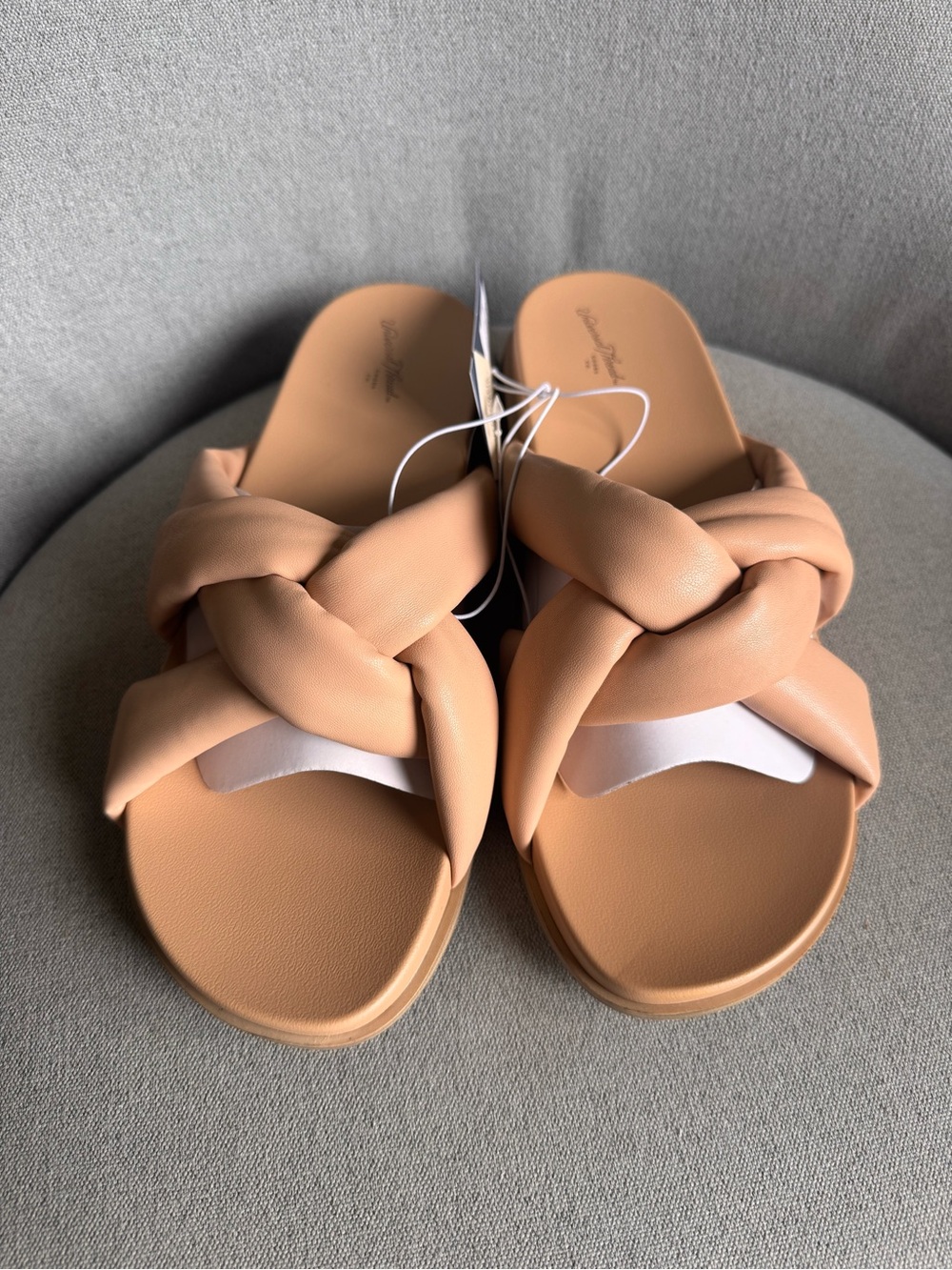 Woman’s Cosette Flat Sandal  Braided Slide Sandals - Beige/Tan NWT SZ 9